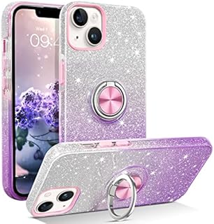 YINLAI iPhone 14 Plus Case Bling Glitter Sparkle iPhone 14 Plus Case for Girls Women with Ring Holder Kickstand Protective Phone Case for iPhone 14 Plus 6.7 Inch, Purple Gradient