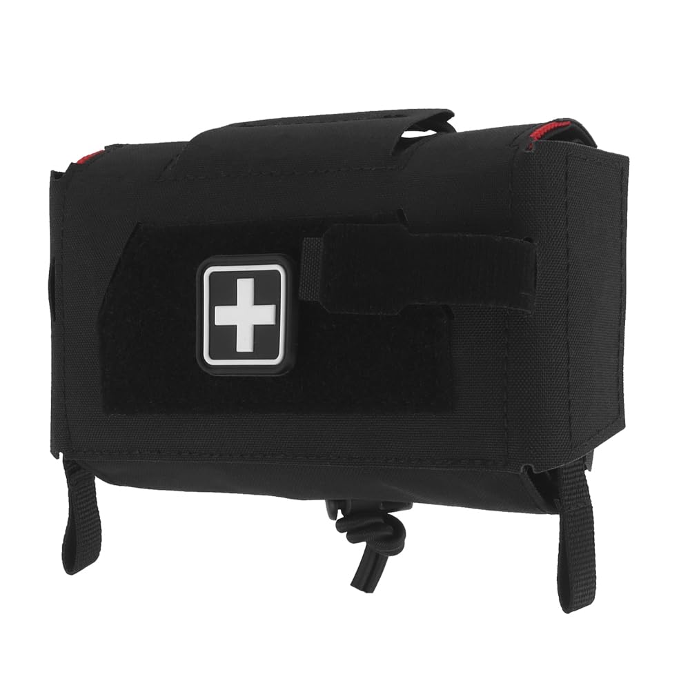 Tactical MOLLE Rapid First-aid Pouch Survival Two-Piece System Medical Roll Bag Compact Kit(BK)