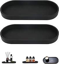 2 x Black Decorative Oval Tray, 25 x 11 cm Bathroom Tray, Easy to Clean, Effectively Organizes Objects (Black)