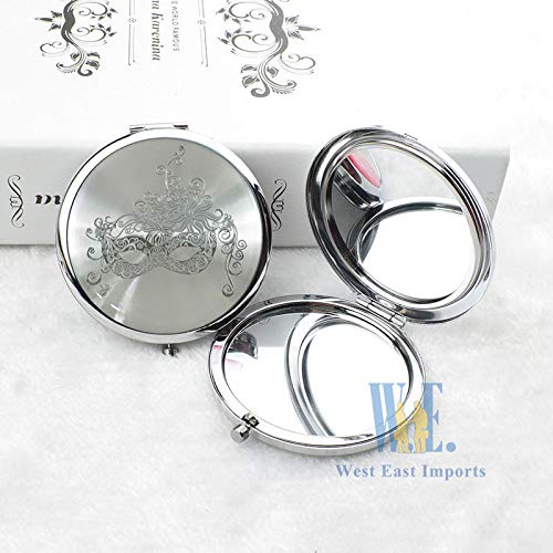 We 12 Pcs Masquerade Mask Compact Mirrors Come With Purple Gift Bags - Quinceanera/Sweet 16 Purple (Sliver) #TOP6