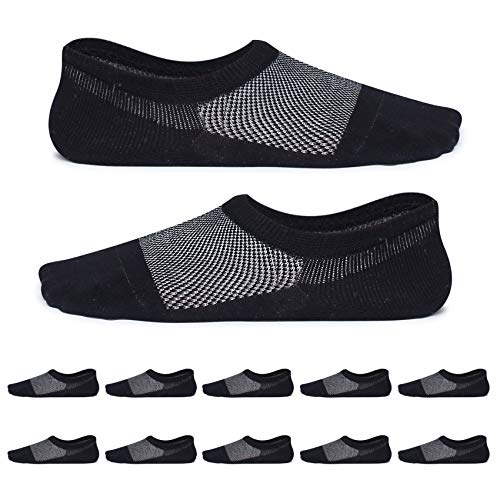 YouShow Calcetines Mujer Hombre Finos 10 Pares Polares Calcetin Anti-olor Calcetines Cortos(Negro,39-42)