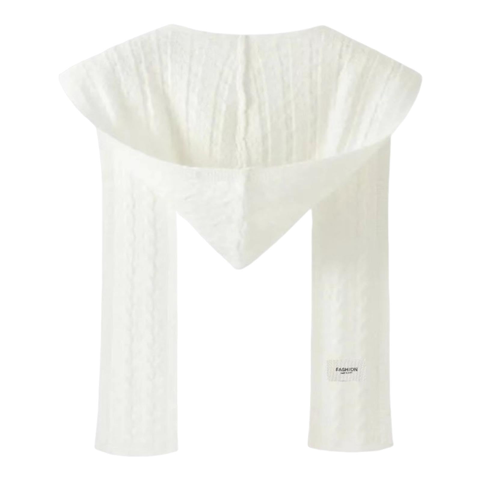 fabloft Knitted Hooded Scarf Scarf With Hoodie Windproof Warm Shawl Wrap For Winter White-picture-26