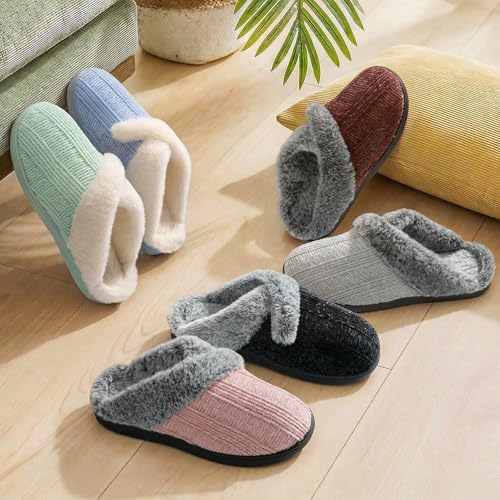 Image of Slippers for Women Fuzzy House Slip on Indoor Outdoor Bedroom Home Shoes