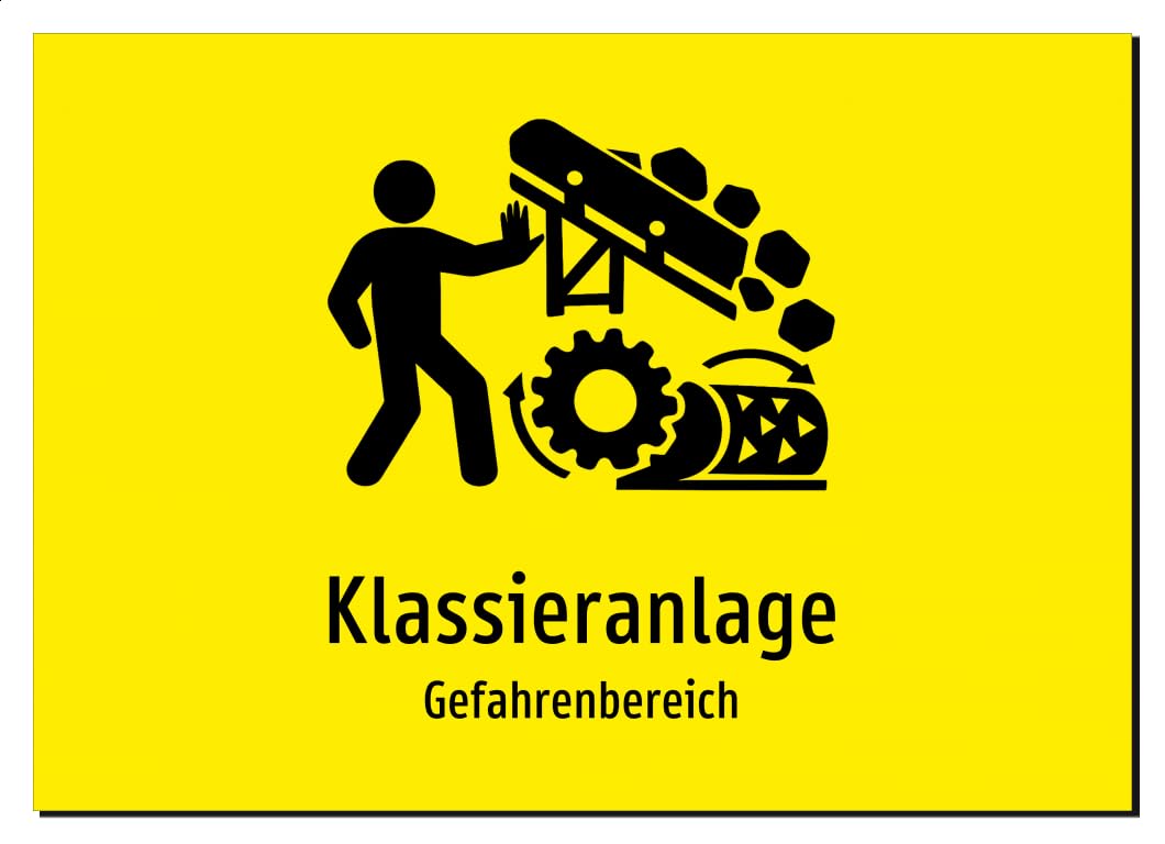 36653-DE-S-07 | Klassieranlage - Gefahrenbereich | Aluminiumschild A4, 297 x 210mm | mit Symbolgrafik und Text