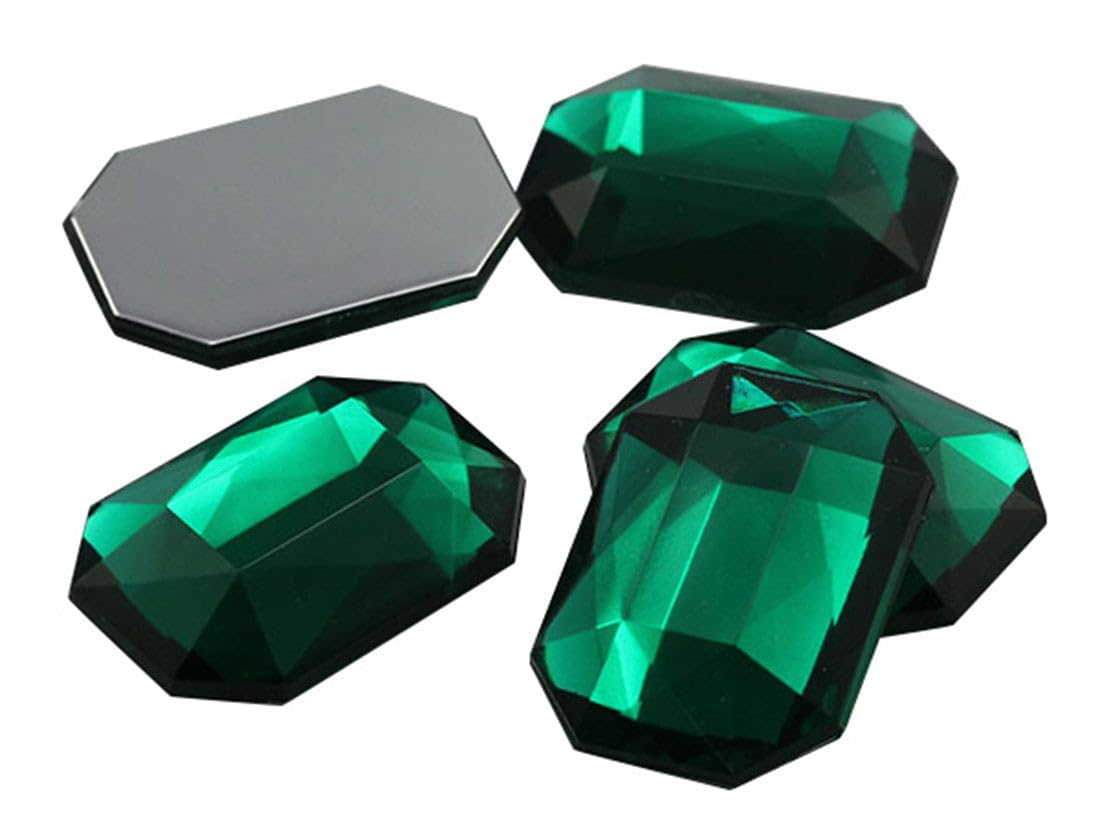 Allstarco Kraftgenius Green Emerald A10 Allstarco 10X8mm Flat Back Octagon Acrylic Rhinestones Plastic Gems Face Gems Jewelry Making Costume Jewels Cosplay Embelishments Crafts - 70 Pieces