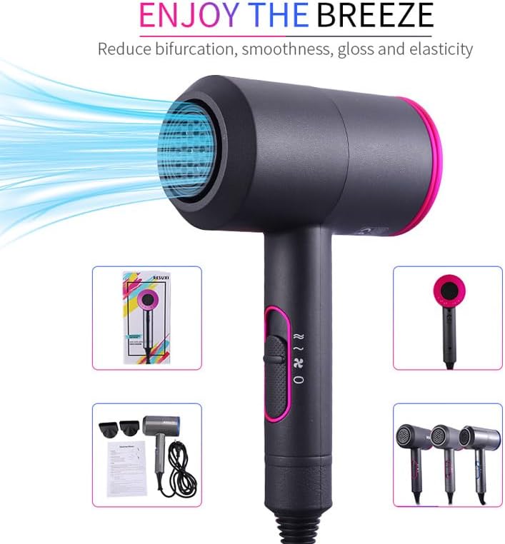 Ionic Hair Dryer, 1800W Fast Drying, Low Noise Hair Dryer with Diffuser and 2 Concentrator Nozzles for Home, Salon & Travel - Image 2