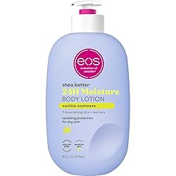 eos Shea Better Body Lotion Vanilla Cashmere, 24-Hour Moisture Skin Care, Lightweight & Non-Greasy, Natural Shea, Vegan, Vanilla Body Lotion, 16 fl oz