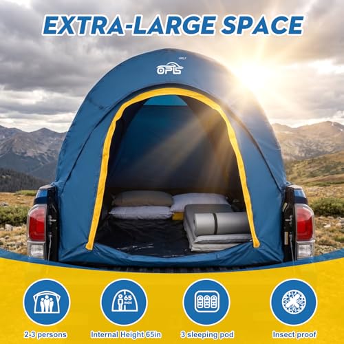 Image of Pickup Truck Tent for Camping 5.5-5.8FT Bed, PU2000mm Waterproof Truck Bed Tent with Rainfly, Comfortable and Roomy Pickup Bed Tent for 2 Person Car Camping