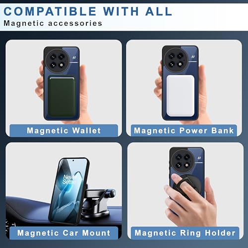 Image of CEDO Backcover for OnePlus 13 (5G) | Compatible with Magsafe Wireless Charging | Camera Protection Shockproof Case | Magnetic Ring Lock Transparent Acrylic Clear Backcase (Black)