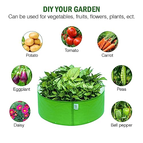 Image of Anandi Green's Premium HDPE Uv Protected 220 GSM Round Shaped Green Colour Plants Grow Bags Suitable for Terrace and Vegetable Gardening (Pack of 5, 24x9 INCH)