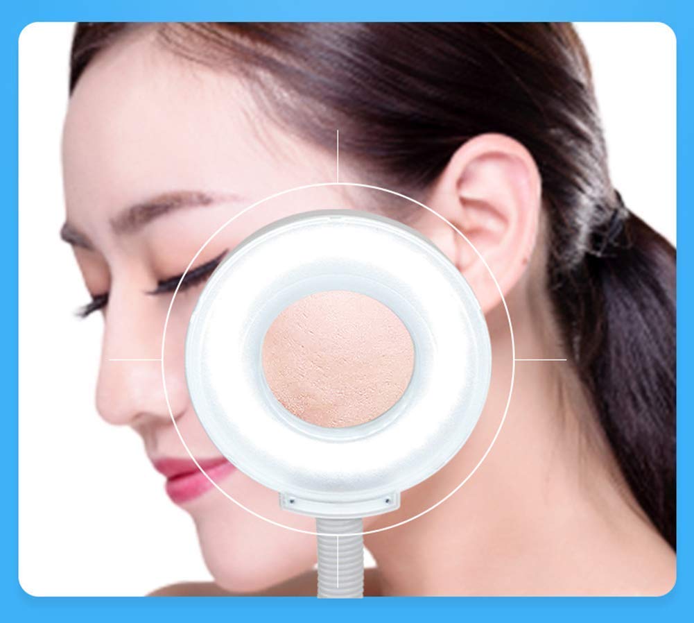 Lupa, Lupa 16X lámpara de Lupa de pie, luz de Ajuste, Ruedas Ajustables con luz de Aumento, Bandeja de Almacenamiento, para Cuidado de la Piel, Belleza, manicura de uñas, salón de Tatuajes y Uso domé