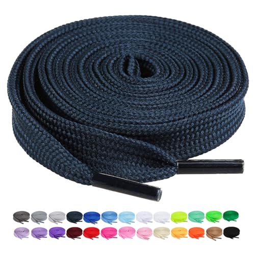 Image of Booyckiy 2 Pairs 2 /5 inch Flat Shoe Laces for Sneakers 31 Colors Shoelaces in 27 inch-72 inch