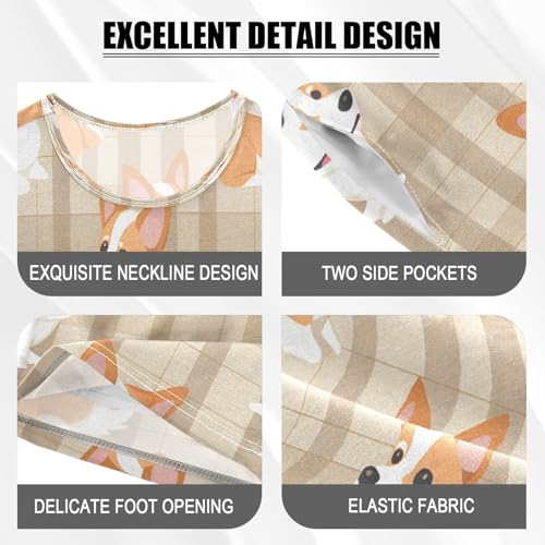 senya Short Sleeve Pajamas Sets Summer Cotton Sleepwear Corgi Dogs4