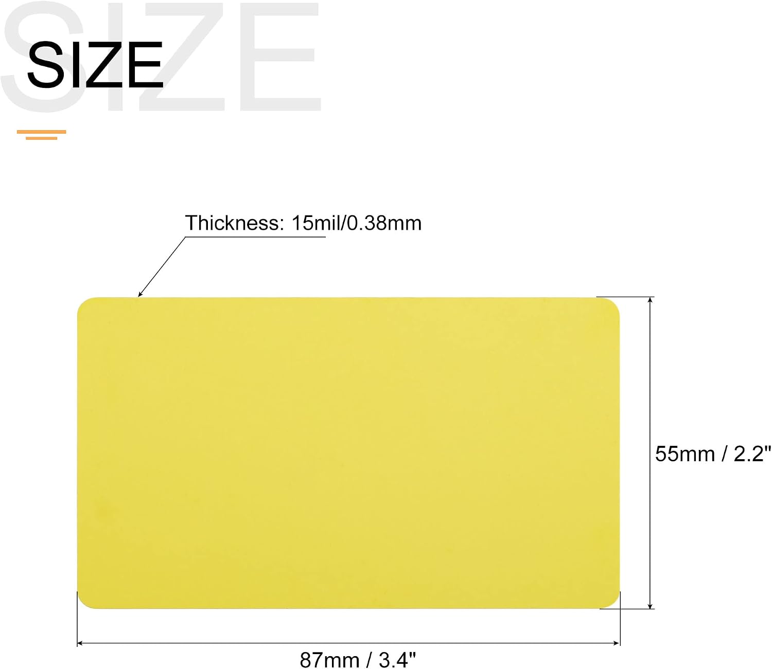 MECCANIXITY Blank PVC Cards 15mil for ID Badge Printer, Graphics Yellow Plastic Pack of 50