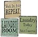 CWI Gifts 4" Set of Three Laundry Room Wooden Block Signs, 4"
