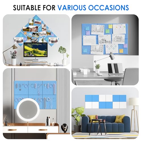 Image of MaxGear Felt Bulletin Board 36 inch x 24 inch, 6 Pack Blue Felt Wall Tile Push Pin
