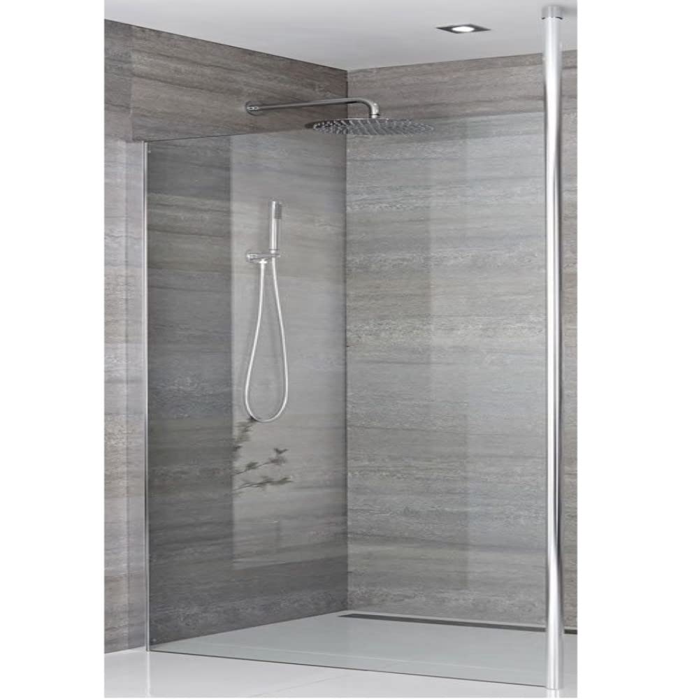 Milano Alto Chrome Floor to Ceiling Pole Shower Enclosure 1200mm Tile Drain - 700mm