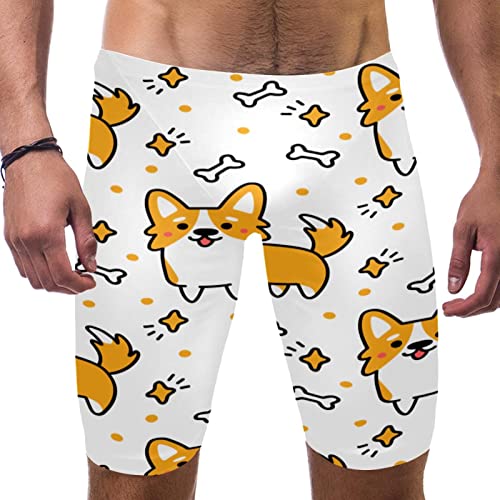Swim jammers cómodos que evitan rozaduras para hombre con divertido patrón de corgis