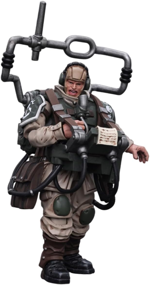 HiPlay JoyToy Warhammer 40K Collectible Figure: Astra Militarum Cadian Command Squad Veteran with Master Vox 1:18 Scale Action Figures JT7912 (Veteran with Master Vox)