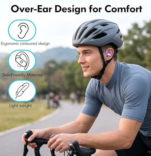 Image of kurdene Wireless Earbuds Bluetooth Headphones Sport Over Ear Buds 60Hrs | Bluetooth 5.4 Earphones Bluetooth Headsets Redesigned Comfort Fit with Earhooks for Running,Meeting,Workout-Purple