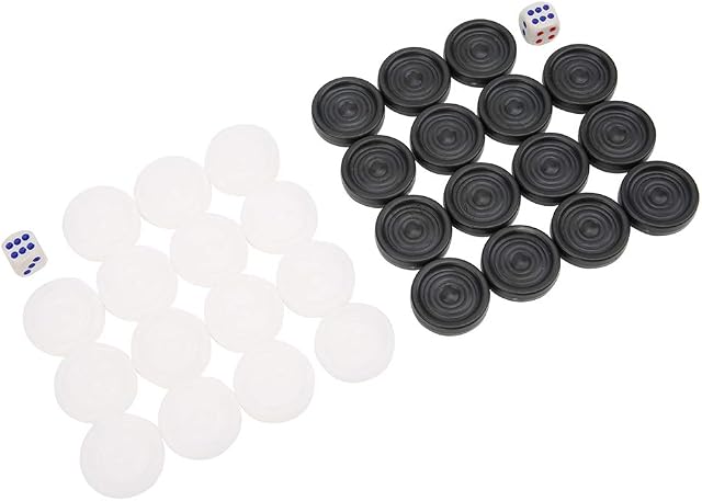 Black and White Backgammon Chess Plastic Backgammon Checkers Kids Children Toy Diameter 22mm