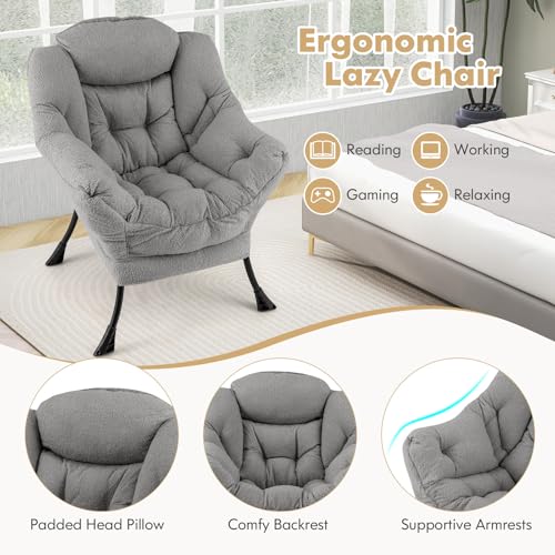 Sillón Plegable Con Tela Tipo Sherpa Gris miniatura 6