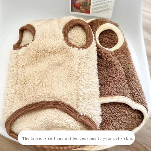 Fnaobai Hundepullover für kleine mittlere Hunde Katzen Winter Kuschel Fleece-Pullover Welpe Bär Plüsch Mantel Kaltes Wetter Warme Kleidung (Khaki, S)