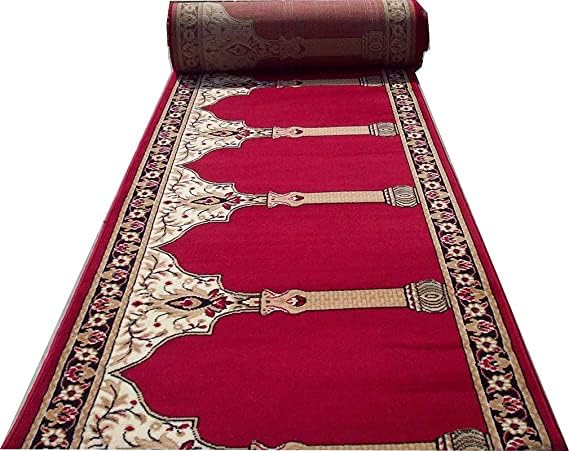 Quba Rugs Janamaz Rolls for Masjid (Mosque) Prayer Carpet Any Religious Houses & Gallery Runner Carpet 4 x 42 Feet Color Red