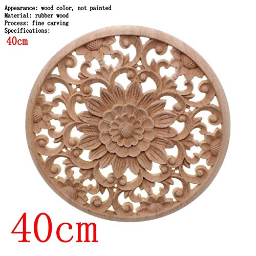 Ornamente FüR MöBel Geschnitzte Blumenschnitzerei, runde Holzapplikationen for Möbel, Schränke, unbemalte Holzleisten, Aufkleber, dekorative Figur(40cm)
