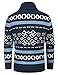 Men's Shawl Collar Cowichan Sweater Jacquard Knitwear Zip Front Cardigans Royal Blue