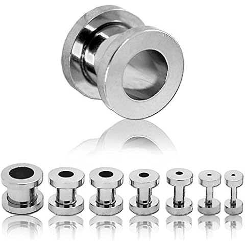 Tunnelstore Set Tunnel Silver Plug Flesh Ear 1.6 2 3 4 5 6 8 10 mm Piercing Piercingschmuck stainless steel tunnel set Cover