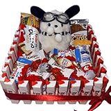 Donda's House® Cesta Kinder Para Regalar. CONEJO. Happy Hippo. Huevos Kinder. Chocolates para regalar. Contiene 56 Piezas. Regalo Ideal San Valentin, Aniversario, Cumpleaños, regalo original pareja.