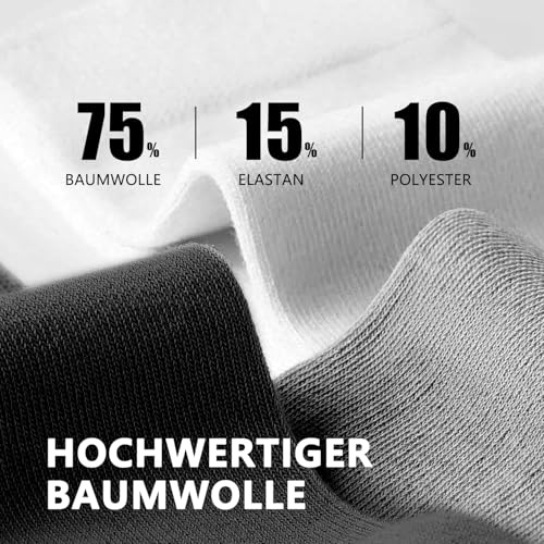 Chic Defend Sneaker Socken Herren 10 Paar Atmungsaktive Baumwolle Sportsocken Kurz Sommer Halbsocken Laufsocken Schwarz Weiß Grau 35-38 39-42 43-46 47-49, Schwarz, 43-46