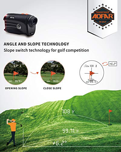 AOFAR GX-2S Slope Golf Rangefinder Flag-Lock with Vibration, 600 Yards Range Finder, 6X 25mm Waterproof, Carrying Case, Free Battery, Gift Packaging - Thumbnail 5