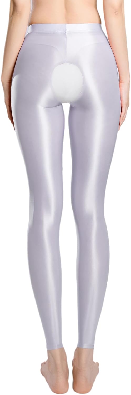 ACSUSS Unisex Adult Men Women Open Crotch Ultra-Thin 30d High Stretch Tight Oil Silky Tights
