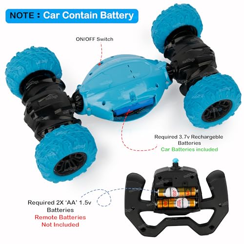 Image of Zest 4 Toyz Remote Control Car for Kids 4WD Stunt RC Cars with 360 Spin Flip Twist Climbing 2.4G USB Rechargeable RC Car Toys for Boys Girls 3+Years (Blue)