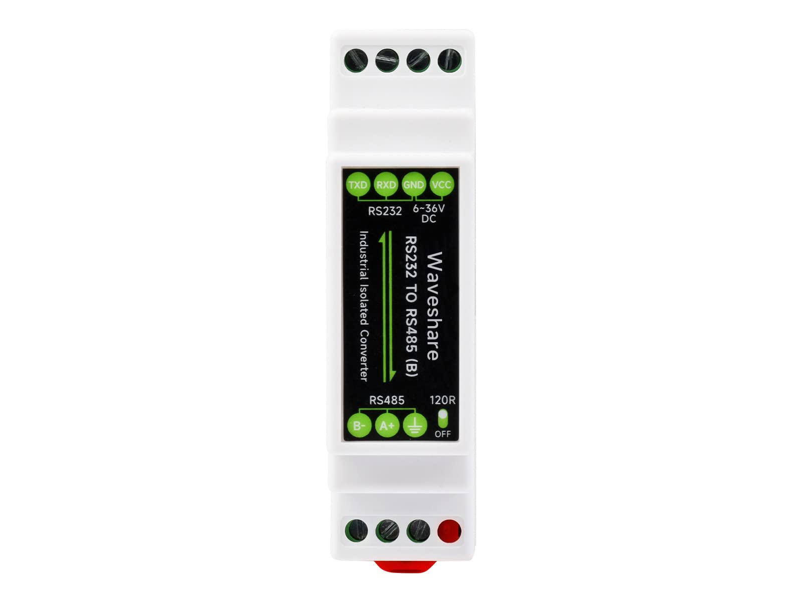 RS232 To RS485 Converter (B) Rail-Mount Active Digital Isolator Serial Converter,600W lightningproof and Surge-suppress, 15KV ESD Protection,Long Distance Transmission