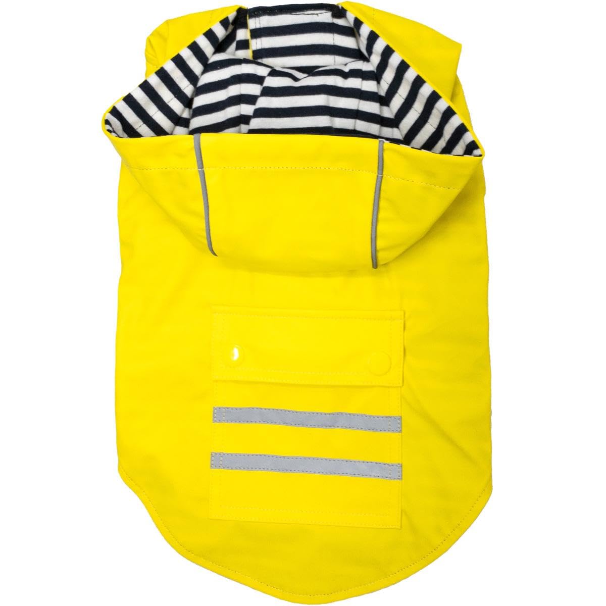 Doggie Design DD-78567-LG Slicker Raincoat with Striped Lining Yellow - Large