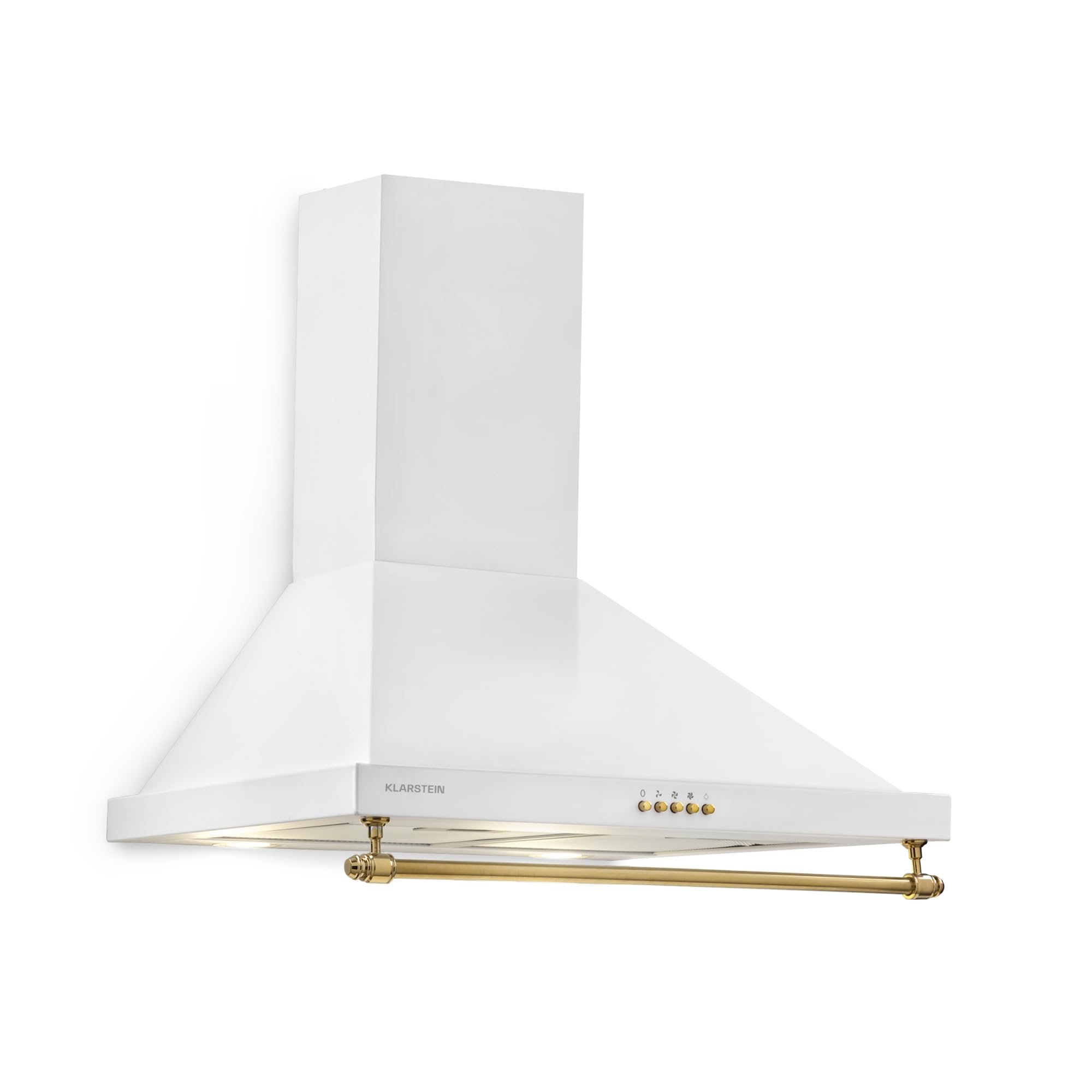 Klarstein Mb - Cappa Aspirante, Cappa Cucina a Parete, Aspirazione e Circolazione d'aria, Cappa con 3 Livelli, 610 m³/​h, Filtro in Alluminio, Bianco, 60 cm