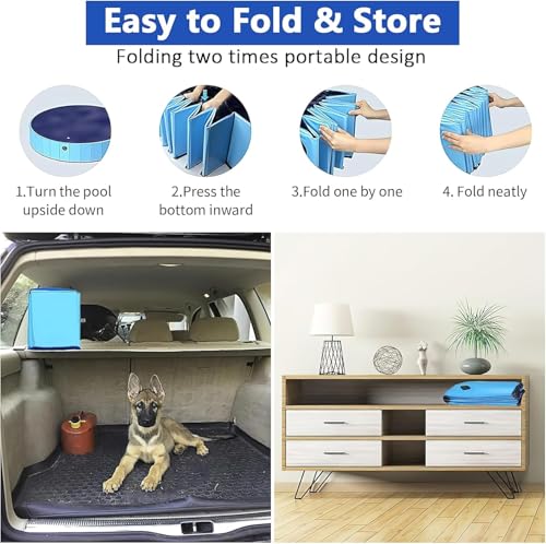 Hundeplanschbecken, 80x20 cm Hundepool Haustier Schwimmbecken, Faltbarer Haustier Schwimmbecken für Kleine Hunde rutschfest Tragbar Hunde Pool für Kleine Katze (Blau)
