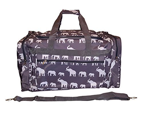 21 inch Fashion Print Gym Dance Cheer Travel Duffle Bag (Gray Elephant)