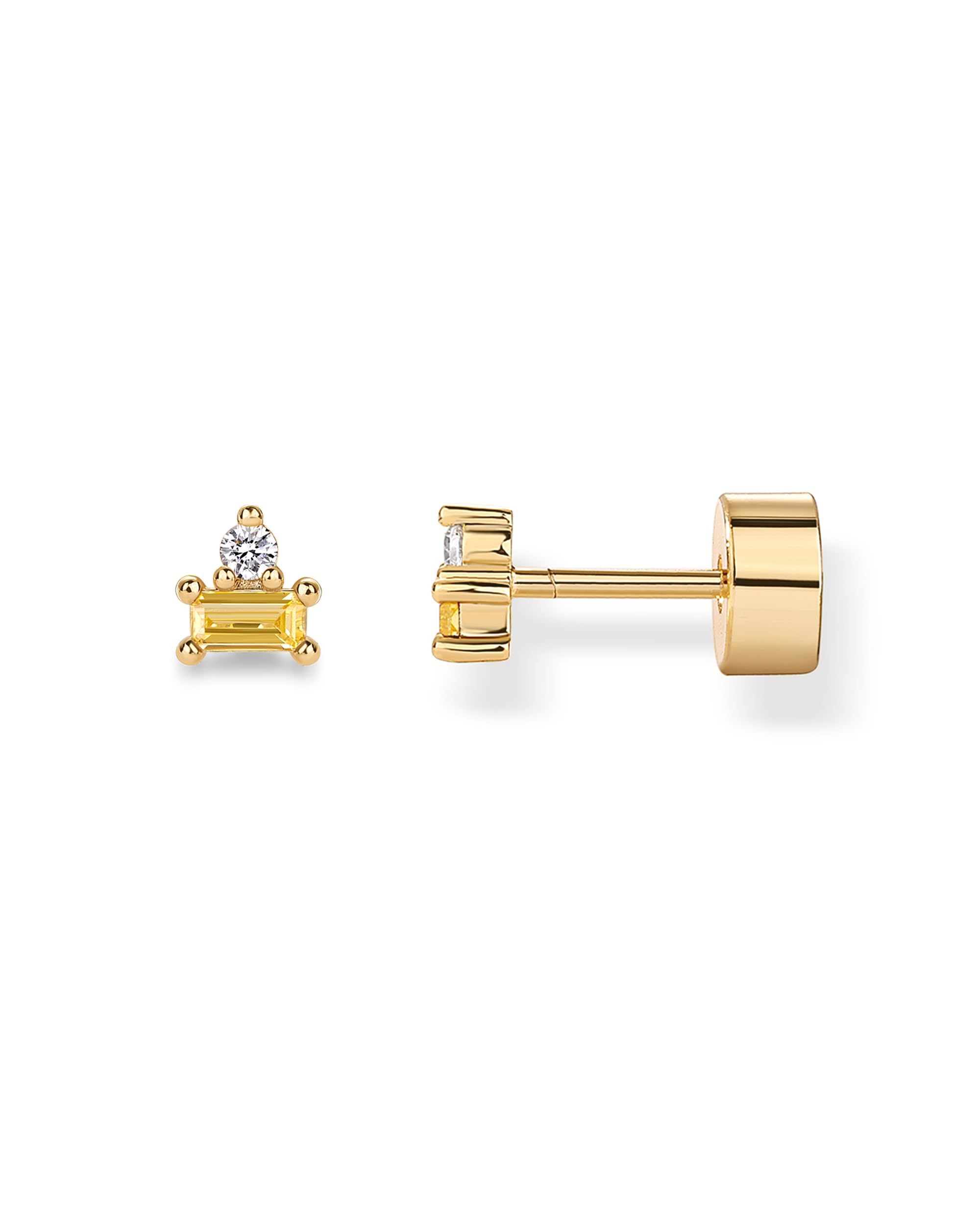 PAVOI 14K Gold Plated Dainty Birthstone Flatback Stud Earrings for Women
