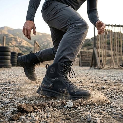 Image of Coostar Tactical Boots for Men Lightweight Military Combat Boot Side Zipper Motorcycle Hiking Work Boots Waterproof 8 Inches