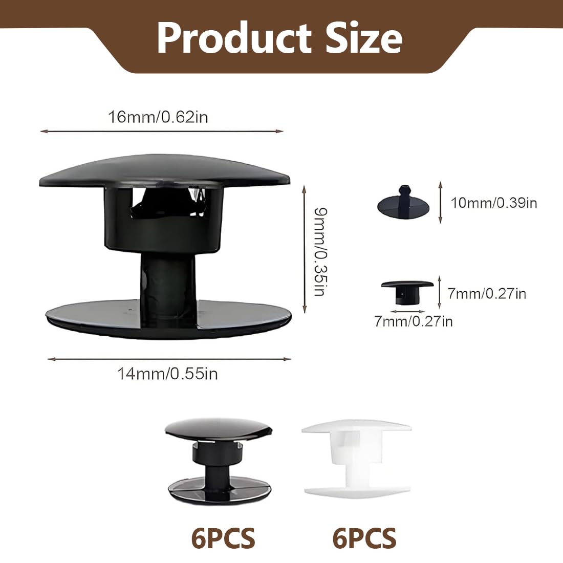 12 Pares de Botones de Repuesto, Remaches y Broches de Presión, Incluye 24 Piezas Macho y Hembra, Compatibles con Sandalias y Zuecos (16mm) (Negro/Blanco) — view 2