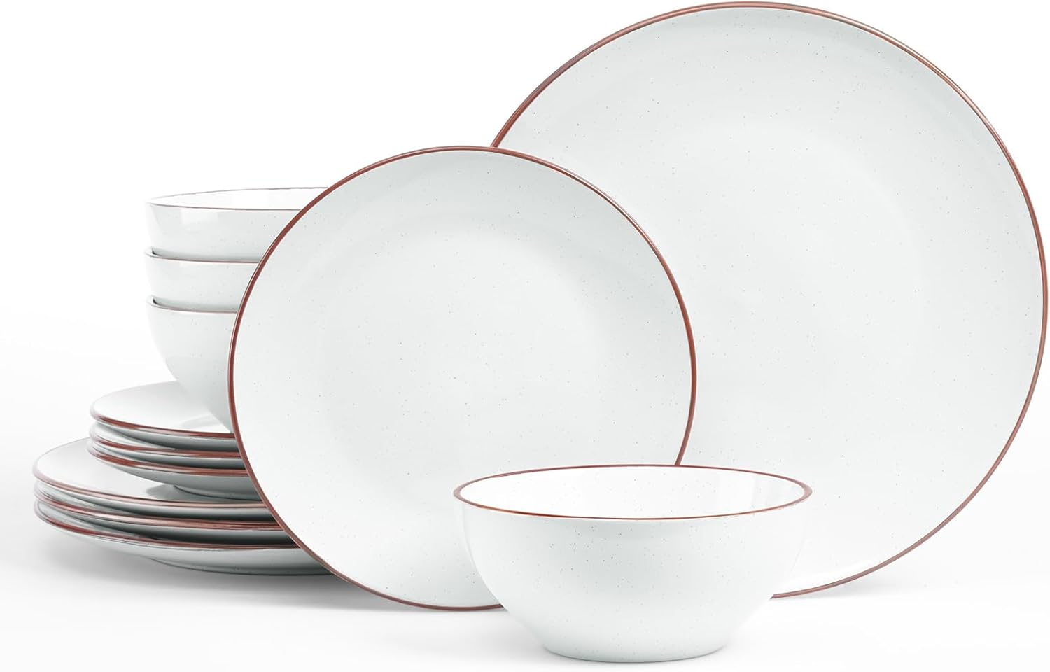 Famiware Venus Ceramic Plates and Bowls Sets, Speckled Dinnerware Dish Sets for 4 (12 Pieces) – Microwave and Dishwasher Safe, Matte White Famiware Venus Ceramic Plates and Bowls Sets, Speckled Dinnerware Dish Sets for 4 (12 Pieces) – Microwave and Dishwasher Safe, Matte White
