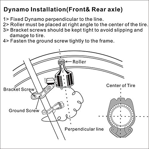 Fuzbaxy Bicycle Motorized Bike Friction Generator Dynamo Headlight Tail Light Kit 12V 6W #TOP6
