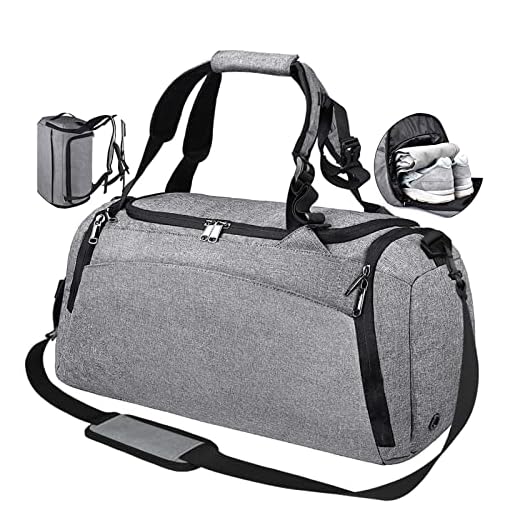 Bolsa Deporte Bolsa Gimnasio de Viaje Impermeable Bolsos Deportivos Fin de Semana Travel Duffle Bag para Hombre y Mujer Negro (gris)