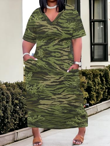 Image of SUZONANA Plus Size Dresses for Curvy Women African Print American Dress Summer Outfits Casual Loose with Pocket