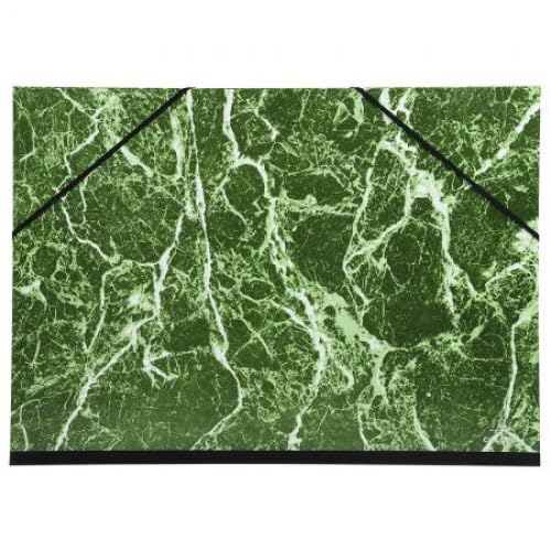 Carton à dessin marbré verni vert de qualité supérieure 37x52 cm demi-raisin à élastiques