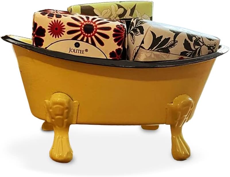 Jabonera de metal con patas de garra de 5.5 pulgadas de esmalte rústico, mini decoración de bañera con patas de garra, colección de jabones (limón